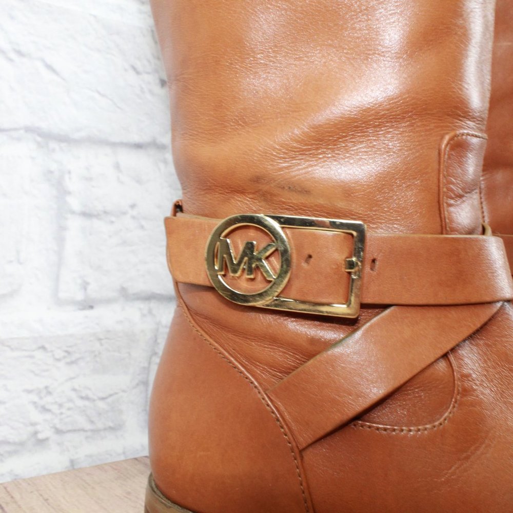 Michael Kors St15h Brown Zip-up Knee High Lined Leather Boots Size 6.5 M - Picture 7 of 13